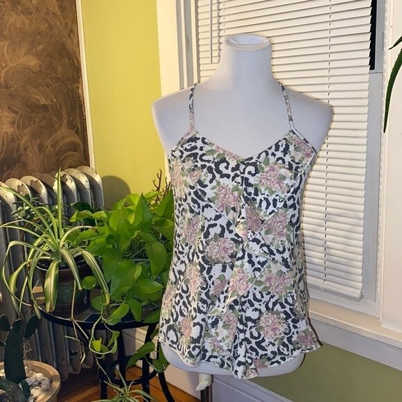 Leopard Print Tank Top with Roses - Picture 1 of 12